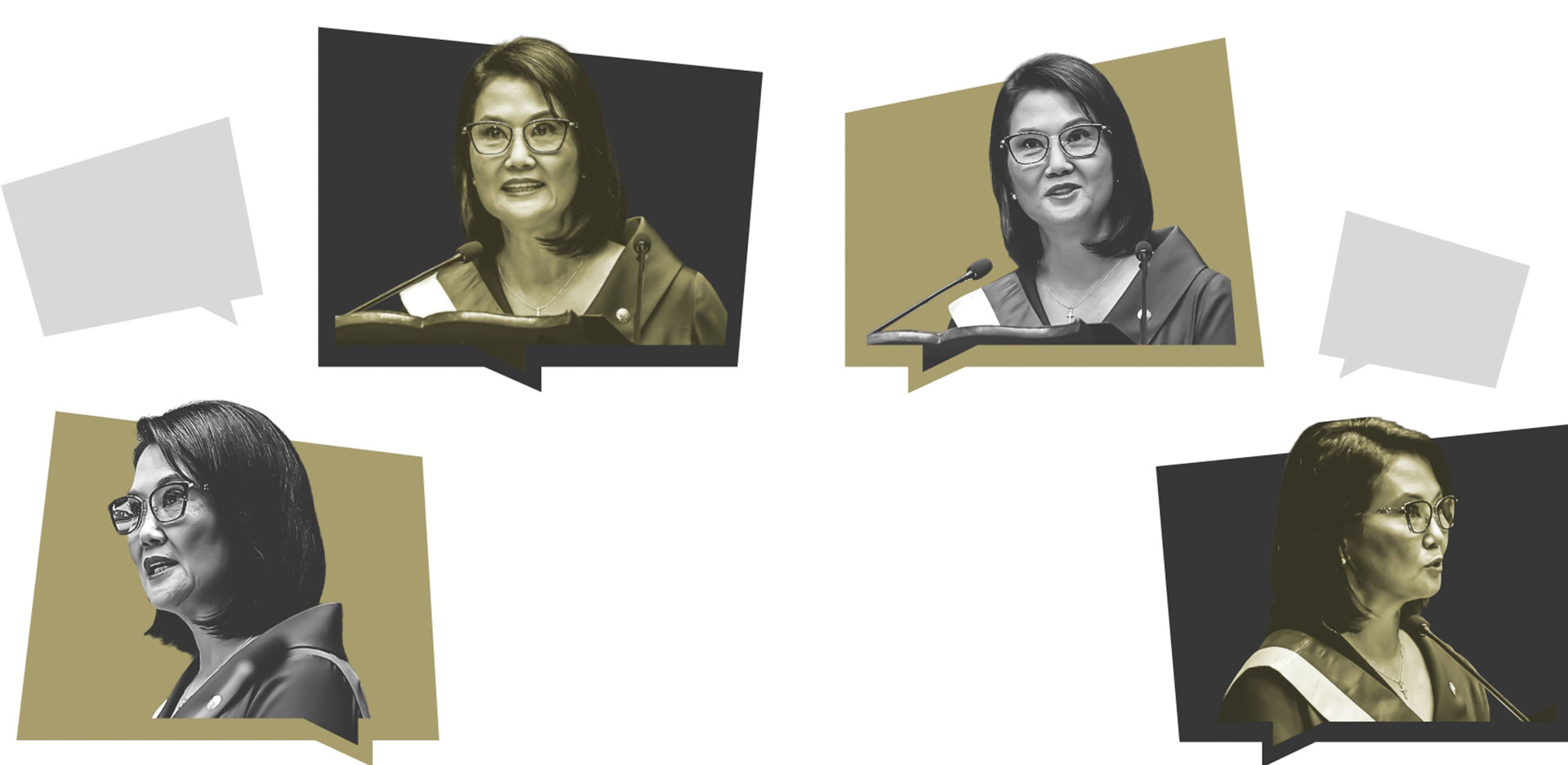 Collage de recortes fotográficos del discurso presidencial